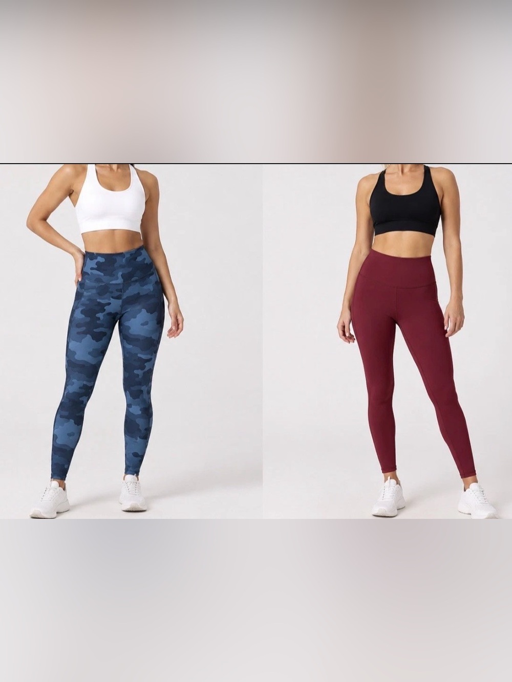 Fabletics powerhold full length blue camo & burgundy  lot of 2  size S excellent
